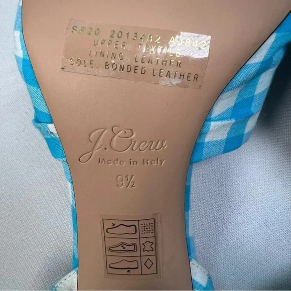 J.Crew Collection Gingham Knotted Stella Sandals w/Glitter Heel Sz 9.5 NIB - Picture 6 of 11